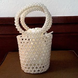 Pearl Bucket Bag Top Handle Satin Lined